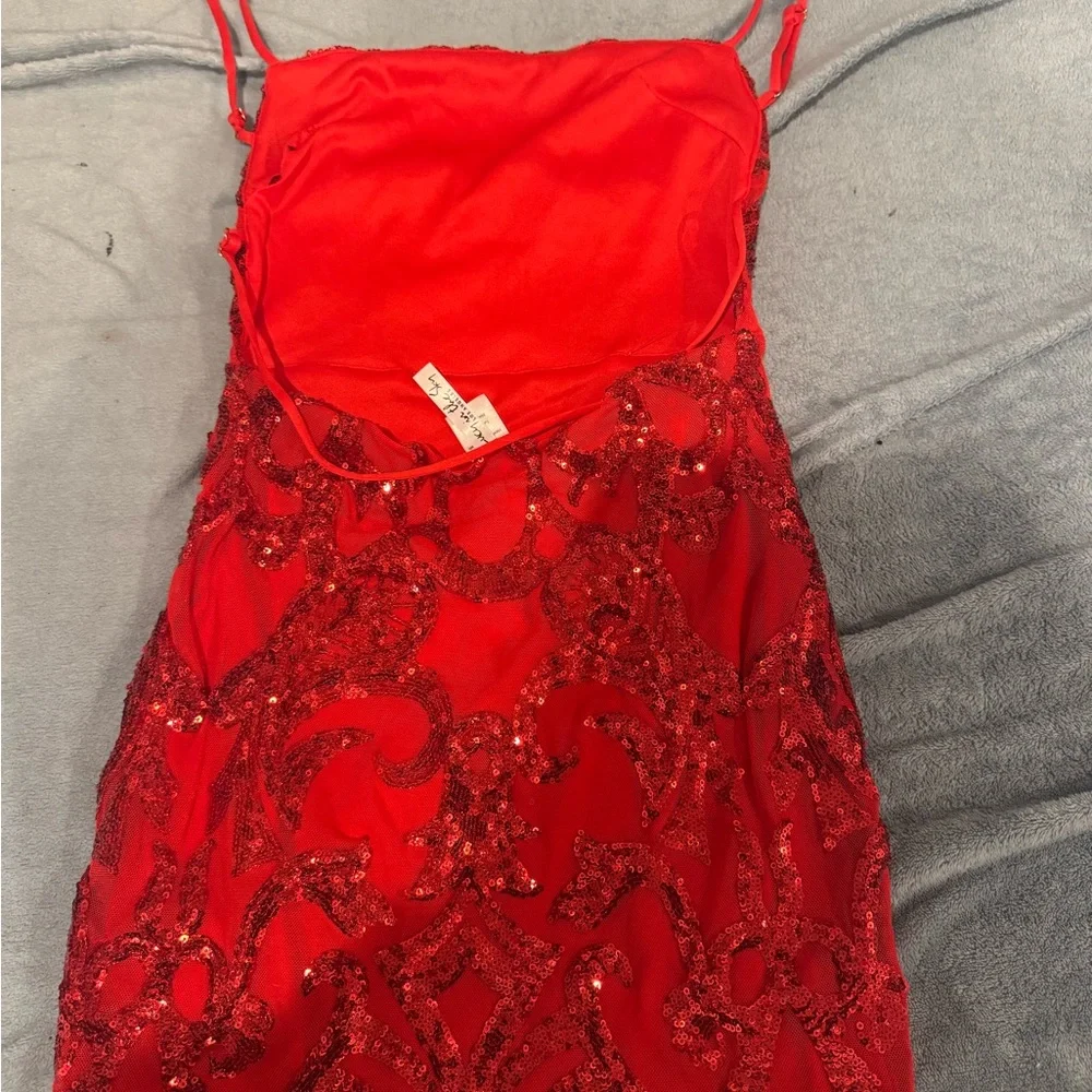 Lucy in the Sky Radiant Red Sequin Dress - Picture 2 of 3